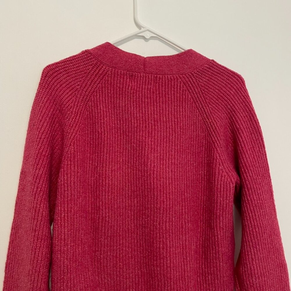 OLD NAVY Shaker Stitch Cardigan Sweater Magenta / Berry Pink Chunky Knit Relaxed - Picture 14 of 15